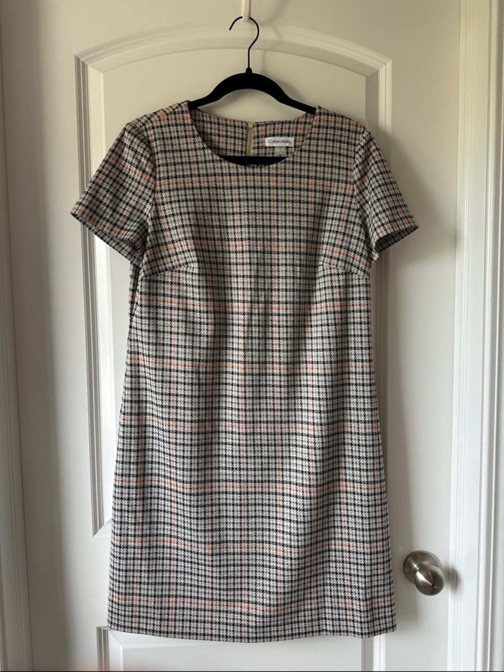 Calvin Klein Plaid Short-Sleeve Shift Dress